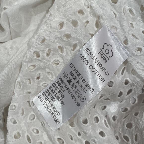 FARM RIO Anthropologie White Cotton Eyelet Off Shoulder midi dress women size XS - Picture 12 of 12